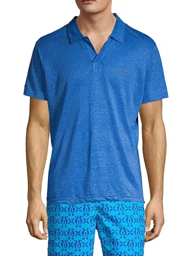Vilebrequin Men's Pyramid Linen Polo Shirt - Navy | Thumbnail 3