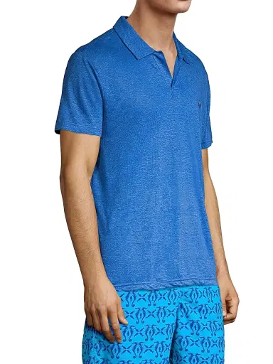 Vilebrequin Men's Pyramid Linen Polo Shirt - Navy | Thumbnail 4