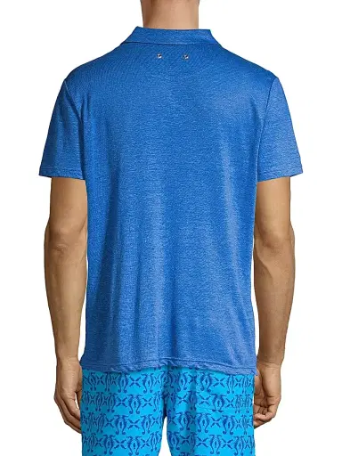 Vilebrequin Men's Pyramid Linen Polo Shirt - Navy | Thumbnail 5