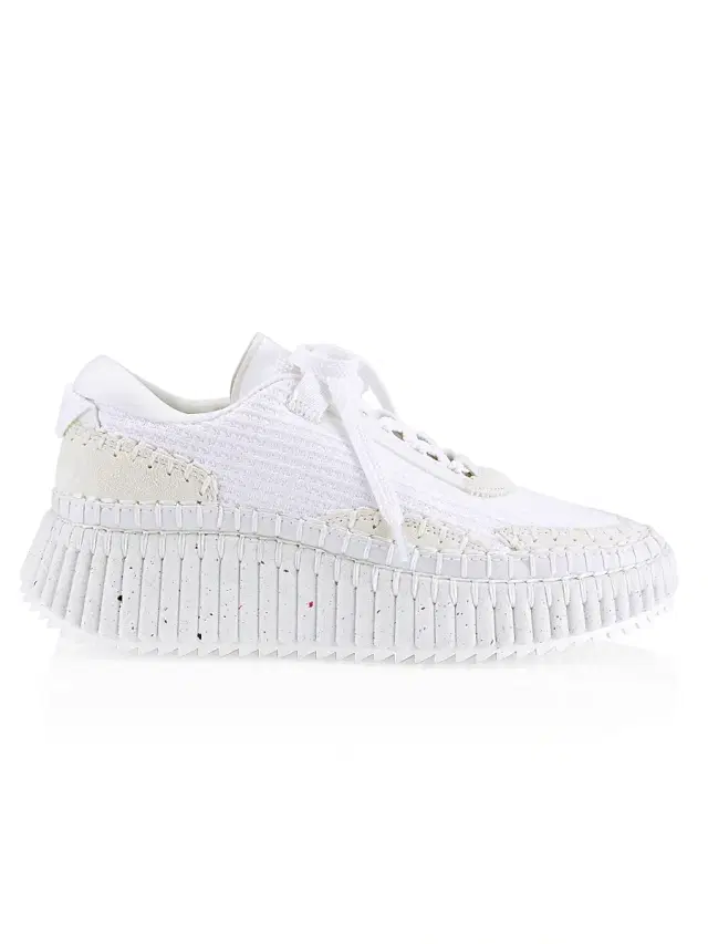 Chloé Women's Nama Mixed Media Platform Sneakers - White
