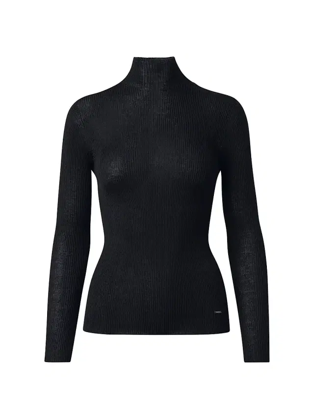Women's Rib-Knit Cashmere-Silk Turtleneck - Black