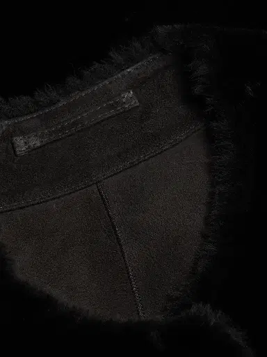 Toteme Women's Plush Shearling Tie-Waist Jacket - Black | Thumbnail 7