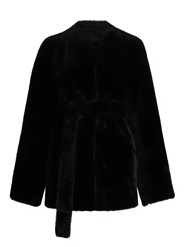 Toteme Women's Plush Shearling Tie-Waist Jacket - Black