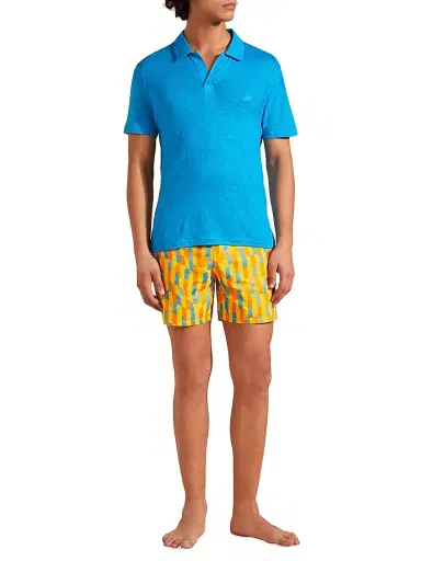 Vilebrequin Men's Pyramid Linen Polo Shirt | Thumbnail 2 Vilebrequin Men's Pyramid Linen Polo Shirt | Thumbnail 2