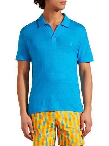 Vilebrequin Men's Pyramid Linen Polo Shirt | Thumbnail 4 Vilebrequin Men's Pyramid Linen Polo Shirt | Thumbnail 4