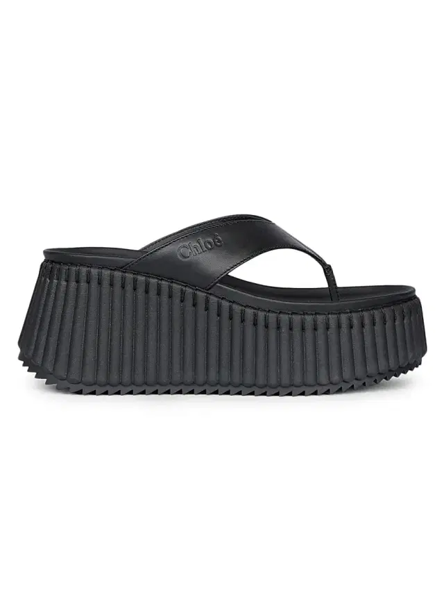 Chloé Women's Nama Leather Wedge Sandals - Black