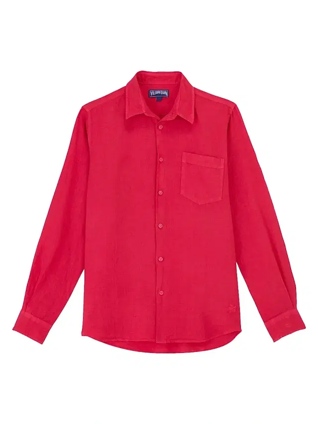 Vilebrequin Men's Long-Sleeve Linen Shirt - Groseille