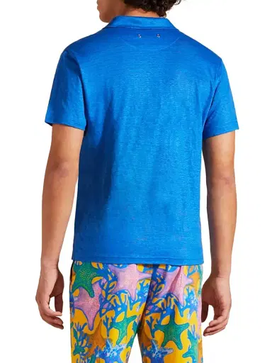 Vilebrequin Men's Pyramid Linen Polo Shirt - Bright Blue | Thumbnail 5