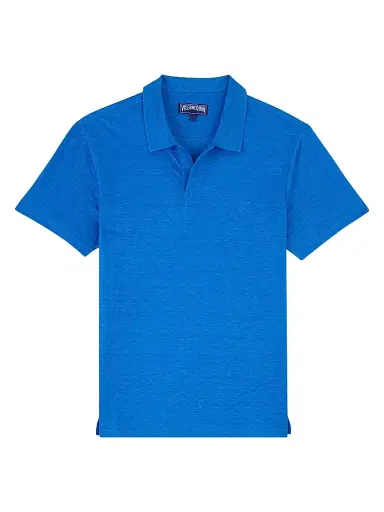 Vilebrequin Men's Pyramid Linen Polo Shirt - Bright Blue | Thumbnail 1
