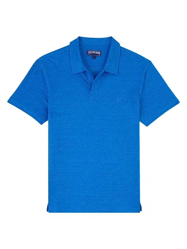 Men's Pyramid Linen Polo Shirt - Bright Blue