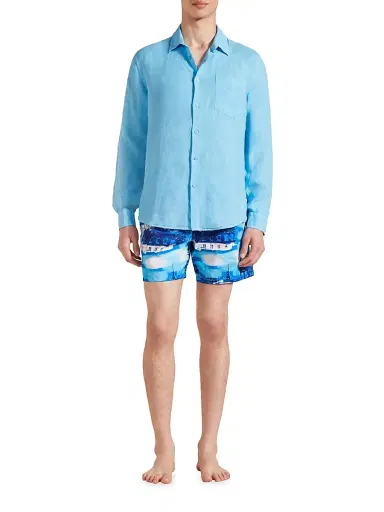 Vilebrequin Men's Long-Sleeve Linen Shirt | Thumbnail 2