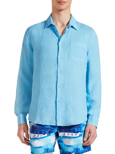 Vilebrequin Men's Long-Sleeve Linen Shirt | Thumbnail 4