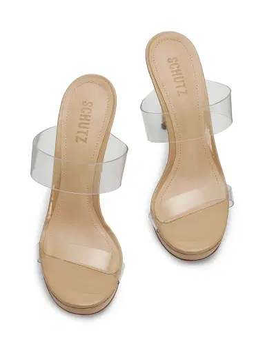 Schutz Women's Ariella 100MM Platform Sandals - Transparent Light Beige - Size 11 | Thumbnail 4