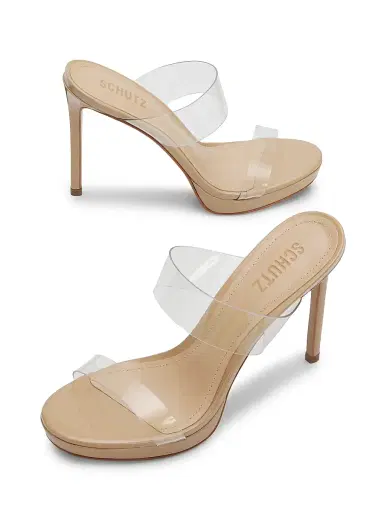 Schutz Women's Ariella 100MM Platform Sandals - Transparent Light Beige - Size 11 | Thumbnail 6