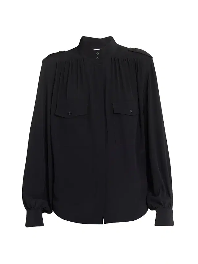 Chloé Women's Shirred Yoke Silk Blouse - Black