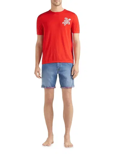 Vilebrequin Men's Big Turtle Silk & Cotton T-Shirt | Thumbnail 2 Vilebrequin Men's Big Turtle Silk & Cotton T-Shirt | Thumbnail 2
