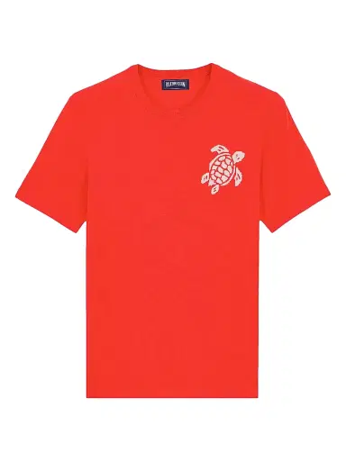Vilebrequin Men's Big Turtle Silk & Cotton T-Shirt | Thumbnail 1 Vilebrequin Men's Big Turtle Silk & Cotton T-Shirt | Thumbnail 1