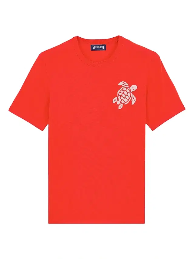 Men's Big Turtle Silk & Cotton T-Shirt - Coquelicot