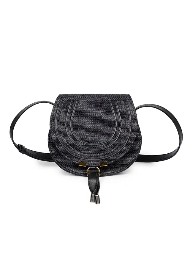 Chloé Women's  Marcie Raffia & Leather Saddle Bag - Black