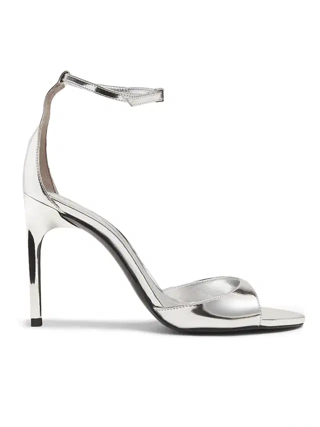 Schutz Women's Scarlett 100MM Metallic Leather Stiletto Sandals - Prata