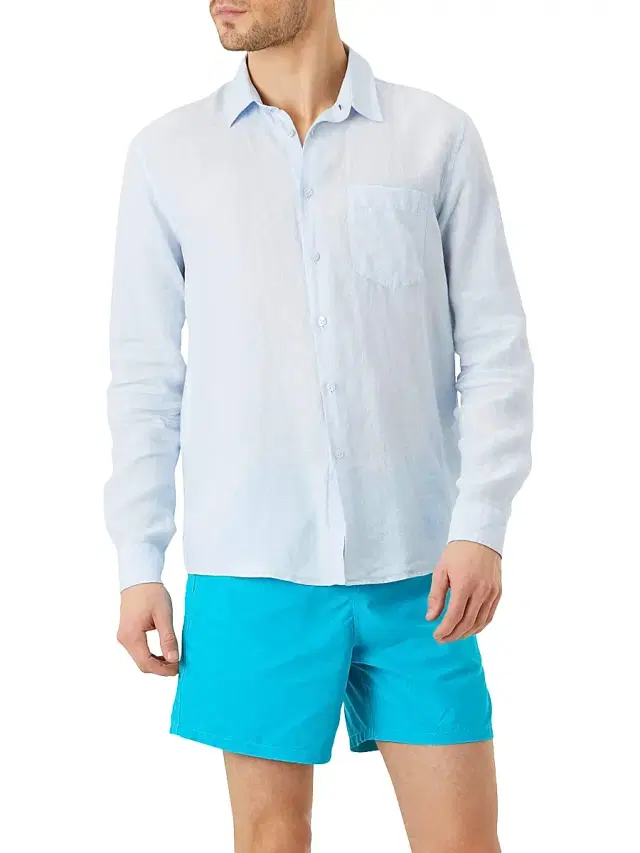 Vilebrequin Men's Long-Sleeve Linen Shirt - Bleu Ciel