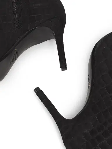 Schutz Women's Mary 8MM Croc-Embossed Suede Ankle Boots - Black | Thumbnail 6 Schutz Women's Mary 8MM Croc-Embossed Suede Ankle Boots - Black | Thumbnail 6