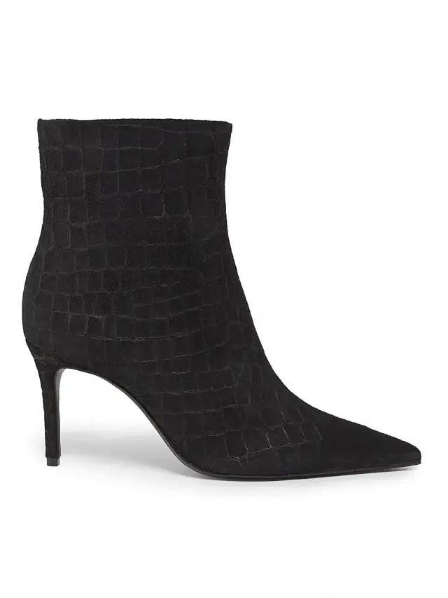 Schutz Women's Mary 8MM Croc-Embossed Suede Ankle Boots - Black