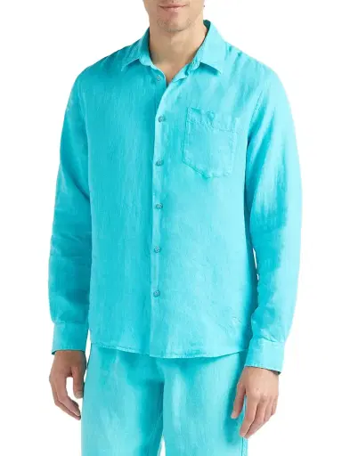 Vilebrequin Men's Long-Sleeve Linen Shirt - Vert Disco - Size XL | Thumbnail 4 Vilebrequin Men's Long-Sleeve Linen Shirt - Vert Disco - Size XL | Thumbnail 4