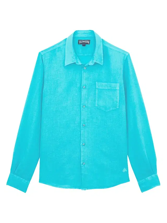 Men's Long-Sleeve Linen Shirt - Vert Disco