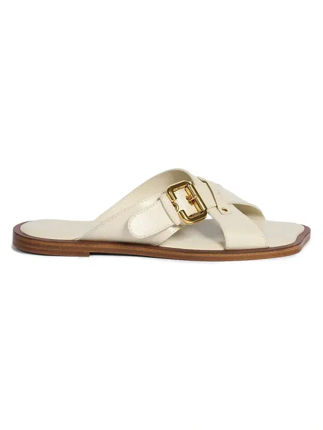 Chloé Women's Buckled Crisscross Leather Sandals - Eggshell