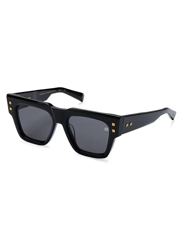 Women's B-Army 52MM Geometric Sunglasses - Black Gold Black Women's B-Army 52MM Geometric Sunglasses - Black Gold Black