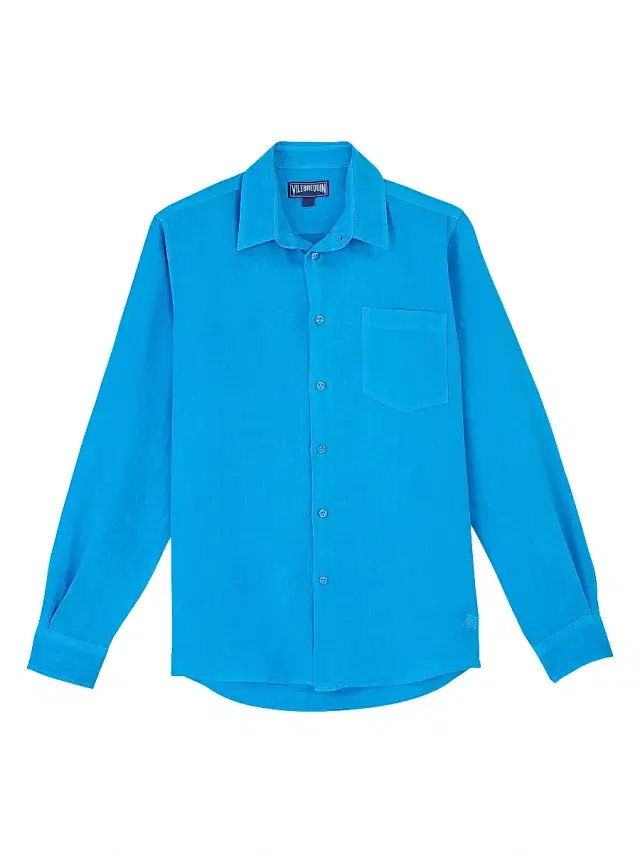 Vilebrequin Men's Long-Sleeve Linen Shirt - Hawaii Blue