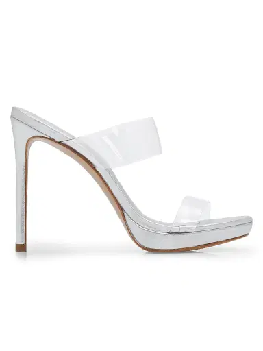 Schutz Women's Ariella 100MM Stiletto Sandals - Transparent Silver - Size 6.5 | Thumbnail 1 Schutz Women's Ariella 100MM Stiletto Sandals - Transparent Silver - Size 6.5 | Thumbnail 1