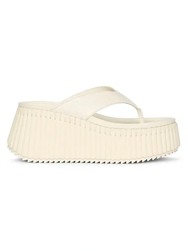 Chloé Women's Nama Leather Wedge Sandals - Eggshell