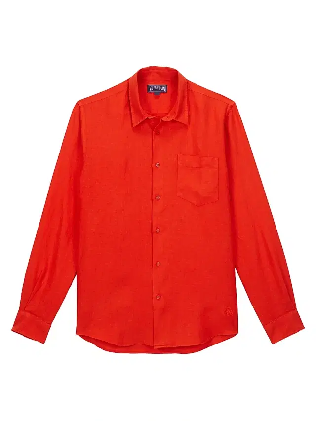 Vilebrequin Men's Long-Sleeve Linen Shirt - Coquelicot