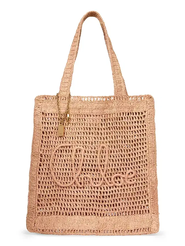 Chloé Women's Summer Banana Logo Crocheted Tote Bag - Summery Beige