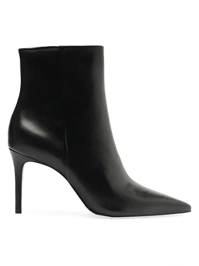 Schutz Women's Mikki 85MM Leather Stiletto Booties - Black