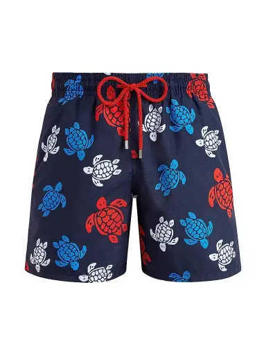 Vilebrequin Men's Multicolor Tortoise Swim Trunks - Navy Blue Marine | Thumbnail 1 Vilebrequin Men's Multicolor Tortoise Swim Trunks - Navy Blue Marine | Thumbnail 1