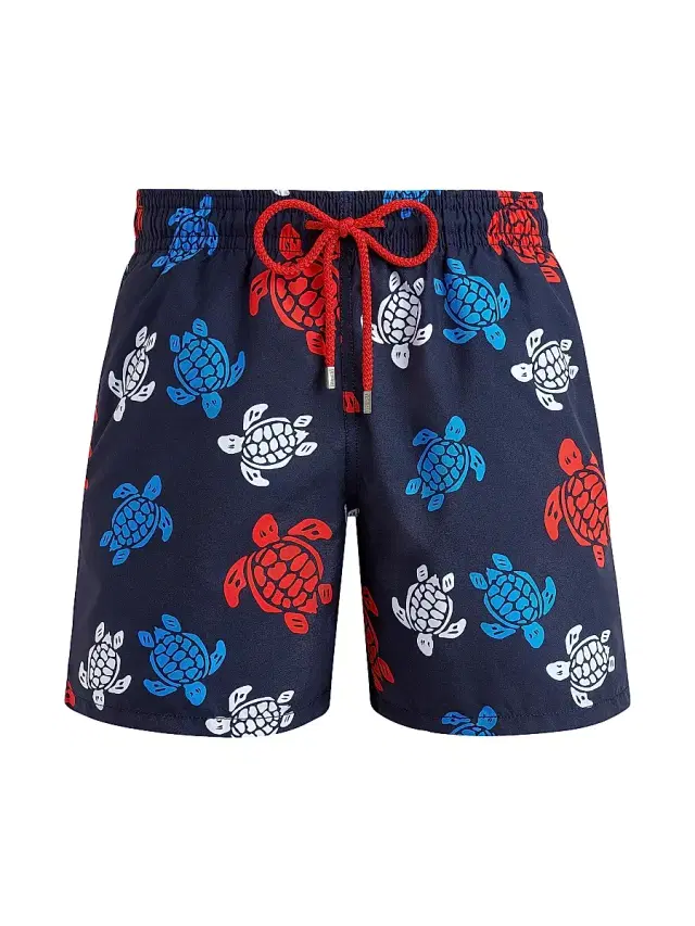 Vilebrequin Men's Multicolor Tortoise Swim Trunks - Navy Blue Marine