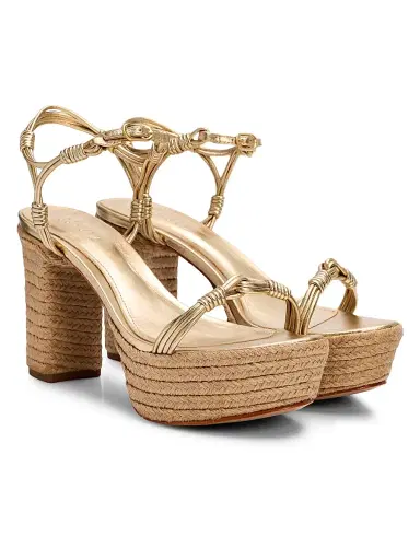 Schutz Women's Nara 100MM Leather Espadrille Platform Sandals - Platina - Size 10.5 | Thumbnail 2
