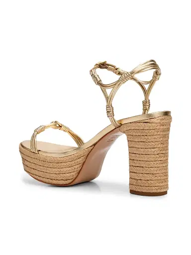Schutz Women's Nara 100MM Leather Espadrille Platform Sandals - Platina - Size 10.5 | Thumbnail 3