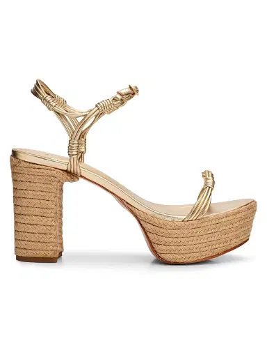 Schutz Women's Nara 100MM Leather Espadrille Platform Sandals - Platina - Size 10.5 | Thumbnail 1