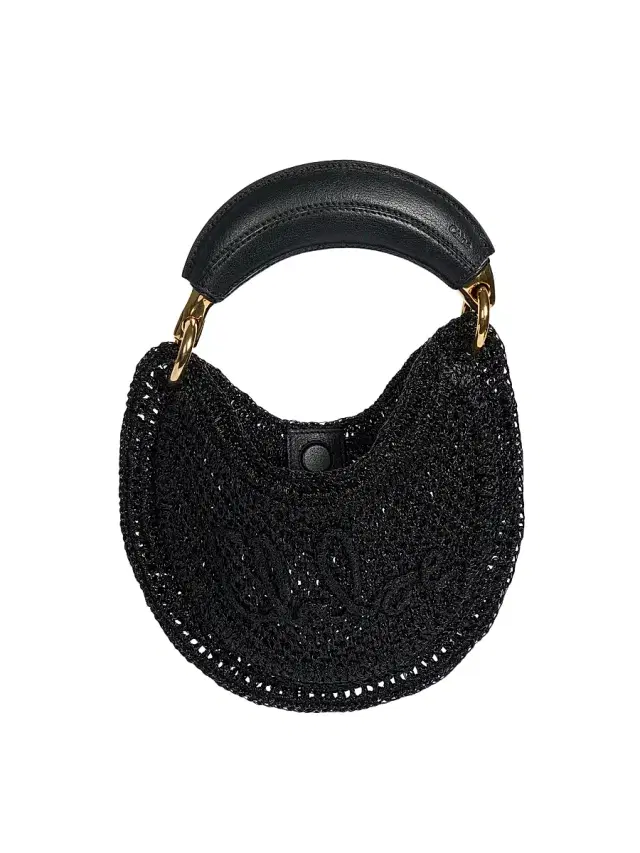 Chloé Women's Mini Summer Banana Glitter Crochet Top Handle Bag - Black