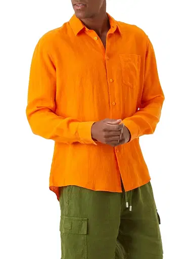 Vilebrequin Men's Long-Sleeve Linen Shirt - Apricot | Thumbnail 4