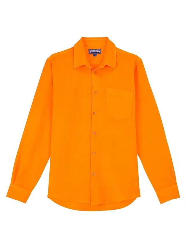 Vilebrequin Men's Long-Sleeve Linen Shirt - Apricot