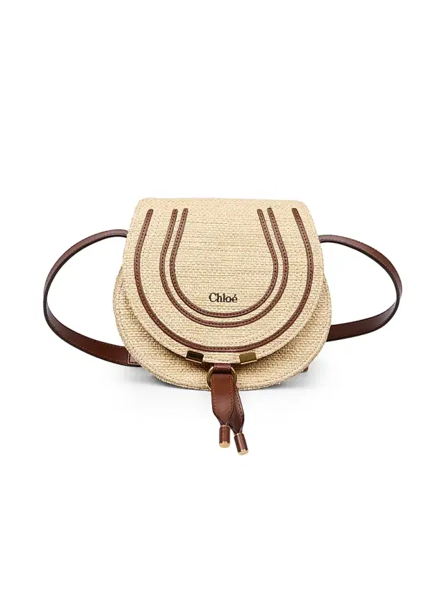 Chloé Women's  Marcie Raffia & Leather Saddle Bag - Hot Sand