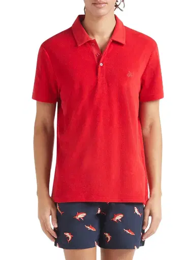Vilebrequin Men's Terry Cloth Polo Shirt - Lipstick | Thumbnail 4