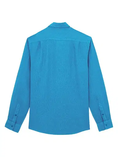 Vilebrequin Men's Long-Sleeve Linen Shirt - Paon | Thumbnail 3 Vilebrequin Men's Long-Sleeve Linen Shirt - Paon | Thumbnail 3