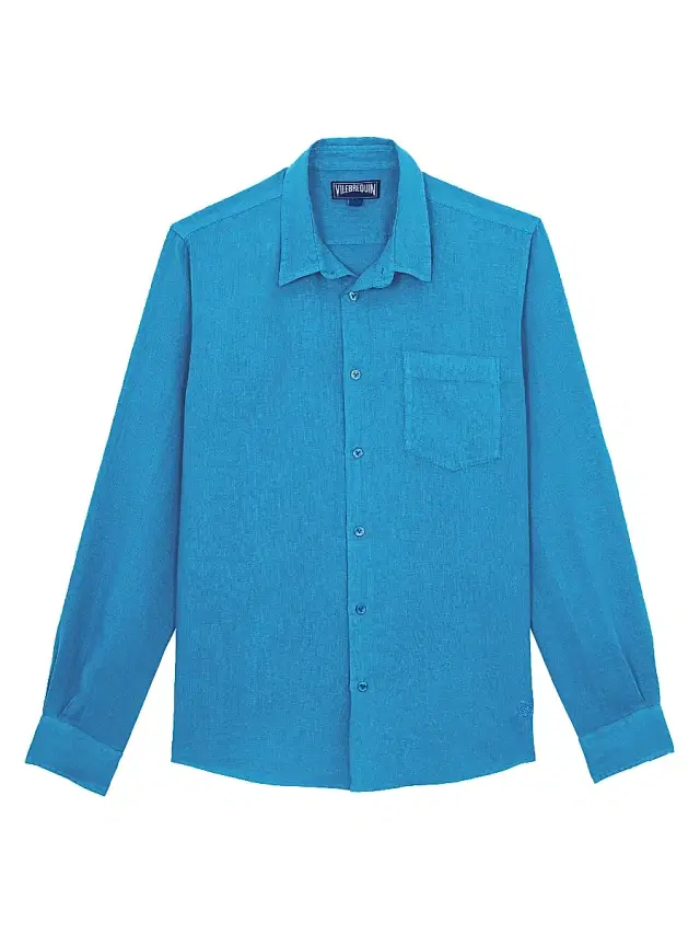 Vilebrequin Men's Long-Sleeve Linen Shirt - Paon