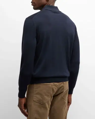 Tom Ford Men's Fine-Gauge Wool Polo Sweater | Thumbnail 3